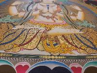 Buddhist Handmade Thangka Of Chenrezig, Avalokitesvara, [real Gold, Hand Painted]