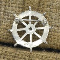 Classic Sterling Silver Dharmachakra Theme Etched Brooch, [stone Setting]