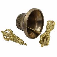 [dehradun], Bell And Dorje, Pure Bronze Bell And Dorje [vajra], [golden], Handle And Vajra