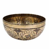 Buddhist Hand Beaten Jambati Singing Bowl, With Super Fine Etching Carving, [sri Yantra], [select Accessories]