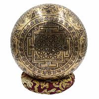Buddhist Hand Beaten Jambati Singing Bowl, With Super Fine Etching Carving, [sri Yantra], [select Accessories]