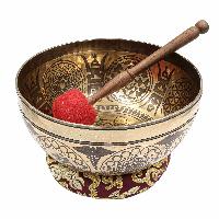 Buddhist Hand Beaten Jambati Singing Bowl, With Super Fine Etching Carving, [sri Yantra], [select Accessories]