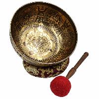 Buddhist Hand Beaten Jambati Singing Bowl, With Super Fine Etching Carving, [sri Yantra], [select Accessories]
