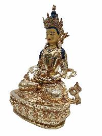 Buddhist Handmade Statue Of Aparimita, [full Fire Gold Plated] With Painted Face, Amitayus, Chepame