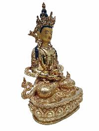 Buddhist Handmade Statue Of Aparimita, [full Fire Gold Plated] With Painted Face, Amitayus, Chepame