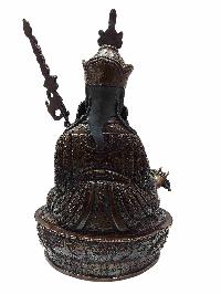 Buddhist Handmade Statue Of Padmasambhava [guru Rinpoche], [chocolate Oxidized]