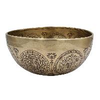 Buddhist Hand Beaten Jambati Singing Bowl, With Premium Etching Carving, [select Accessories]