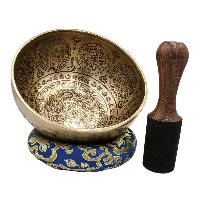 Buddhist Hand Beaten Jambati Singing Bowl, With Premium Etching Carving, [select Accessories]