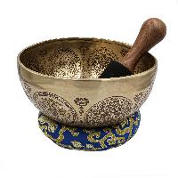 Buddhist Hand Beaten Jambati Singing Bowl, With Premium Etching Carving, [select Accessories]