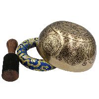 Buddhist Hand Beaten Jambati Singing Bowl, With Premium Etching Carving, [select Accessories]