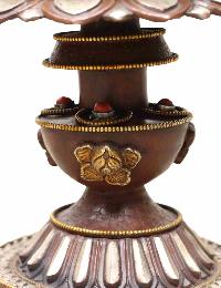 Gold Coloured Offering With Camel Bone Lotus Bowl Made On Copper, [silver Plated]