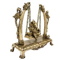 Buddhist Statue Of Ganesh On A Swing, [sand Casting], Relaxing On A Swing [small], Glossy
