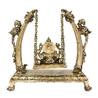 Buddhist Statue Of Ganesh On A Swing, [sand Casting], Relaxing On A Swing [small], Glossy