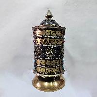 Table Prayer Wheel With Mantra Inside, [with Carved Mantra, Stone Setting]