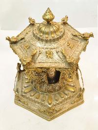 [antique], Buddhist Handmade [prayer Wheel] Or Mane, [full Gold Plated]