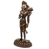 Buddhist Statue Of Standing Padmapani Lokeshvara, [sand Casting], [chocolate Oxidized]