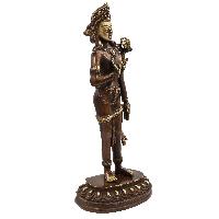 Buddhist Statue Of Standing Padmapani Lokeshvara, [sand Casting], [chocolate Oxidized]