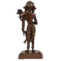 Buddhist Statue Of Standing Padmapani Lokeshvara, [sand Casting], [chocolate Oxidized]