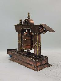Buddhist Handmade Table Top Prayer Wheel, With Incense Burner And Incense Holder, [stone Setting]