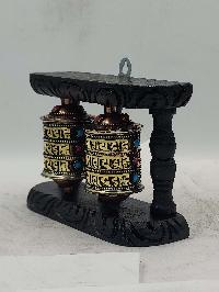 Buddhist Handmade Wall Prayer Wheel With Mantra Inside, With Carved Mantra, [stone Setting], Wall Mountable, Wall Mountable