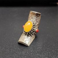 Designer Silver Jewellery [ring] With [amber Stone]