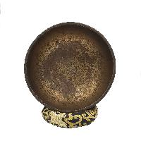 [rare Find], Buddhist Real Antique Hand Beaten [bangladeshi] Jambati Singing Bowl, Carved Design, Beautiful Sound Quality, [antique], [select Accessories]