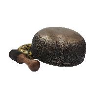 [rare Find], Buddhist Real Antique Hand Beaten [bangladeshi] Jambati Singing Bowl, Carved Design, Beautiful Sound Quality, [antique], [select Accessories]