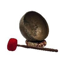 [super Quality], Buddhist Hand Beaten [ultabati] Singing Bowl, Real Antique, [rare Find], [select Accessories]