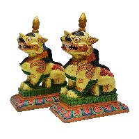 Temple Lion Set [painted], Wooden