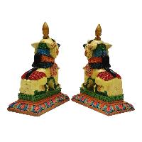 Temple Lion Set [painted], Wooden