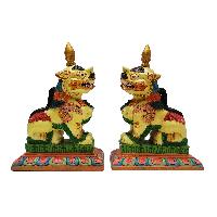 Temple Lion Set [painted], Wooden