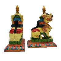 Temple Lion Set [painted], Wooden