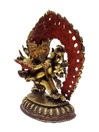 [old Stock], Mahakala Twelve Arms Statue, A Buddhist Handmade Statue, Gold Plated, Face Painted, [old Stock]