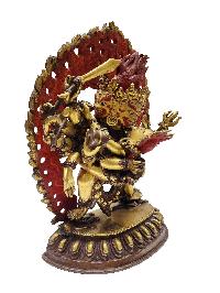 [old Stock], Mahakala Twelve Arms Statue, A Buddhist Handmade Statue, Gold Plated, Face Painted, [old Stock]