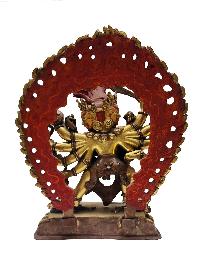 [old Stock], Mahakala Twelve Arms Statue, A Buddhist Handmade Statue, Gold Plated, Face Painted, [old Stock]