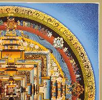 Kalachakra Mandala Thangka, Buddhist Traditional Painting, Tibetan Style, [real Gold], In Blue Color Base