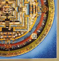 Kalachakra Mandala Thangka, Buddhist Traditional Painting, Tibetan Style, [real Gold], In Blue Color Base