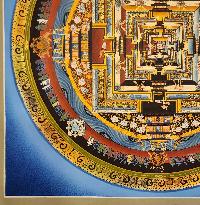 Kalachakra Mandala Thangka, Buddhist Traditional Painting, Tibetan Style, [real Gold], In Blue Color Base