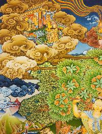 Maya Devi Thangka, [master Quality], Buddhist Traditional Painting, Tibetan Style, [real Gold], Buddha Getting Born