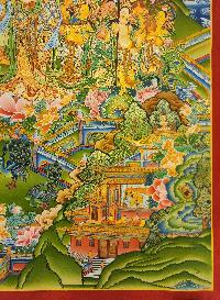 Maya Devi Thangka, [master Quality], Buddhist Traditional Painting, Tibetan Style, [real Gold], Buddha Getting Born