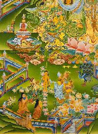 Maya Devi Thangka, [master Quality], Buddhist Traditional Painting, Tibetan Style, [real Gold], Buddha Getting Born