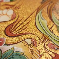 Maya Devi Thangka, [master Quality], Buddhist Traditional Painting, Tibetan Style, [real Gold], Buddha Getting Born