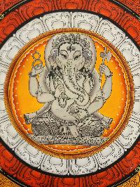 Ganesh Mandala, Buddhist Handmade Paubha Painting, Newari Style
