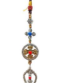Buddhist Ritual Amulet Hanging With Double Dorje And Dorje, For Wall, Altar, Bags And Keyring