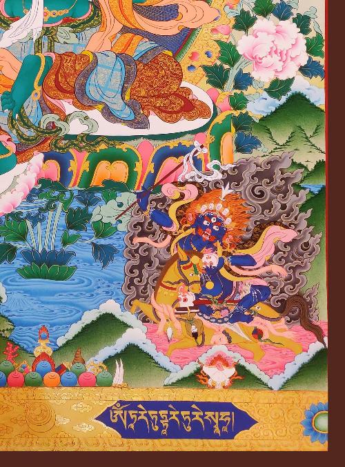 Green Tara Thangka, Tibetan Buddhist Art, Hand Painted, [real Gold]