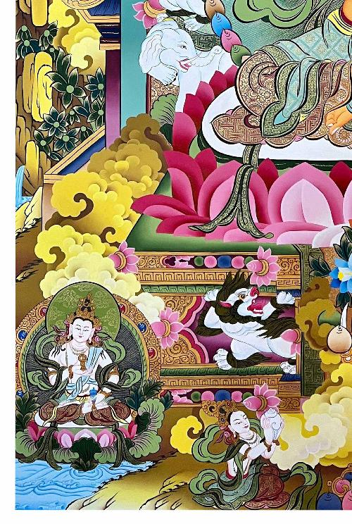 Ksitigarbha Thangka, Tibetan Buddhist Art, Hand Painted, [real Gold]