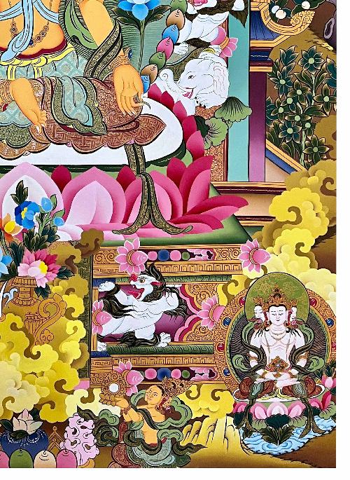Ksitigarbha Thangka, Tibetan Buddhist Art, Hand Painted, [real Gold]
