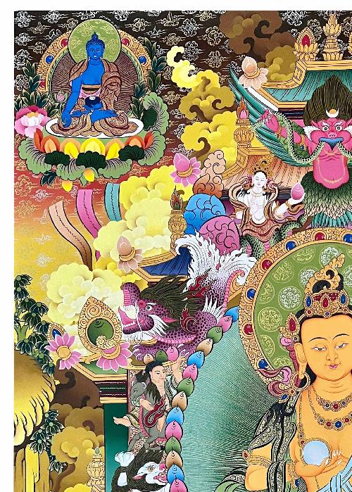 Ksitigarbha Thangka, Tibetan Buddhist Art, Hand Painted, [real Gold]