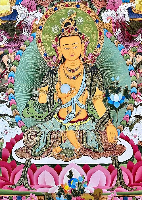 Ksitigarbha Thangka, Tibetan Buddhist Art, Hand Painted, [real Gold]