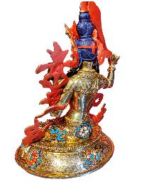 [manjushri], Buddhist Handmade Statue, [face Painted], [gold Plated] And [stone Setting]